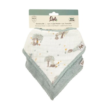 Owli 2 Kat Müslin Havlu Bandana Önlük 2'li Set Forest - 7
