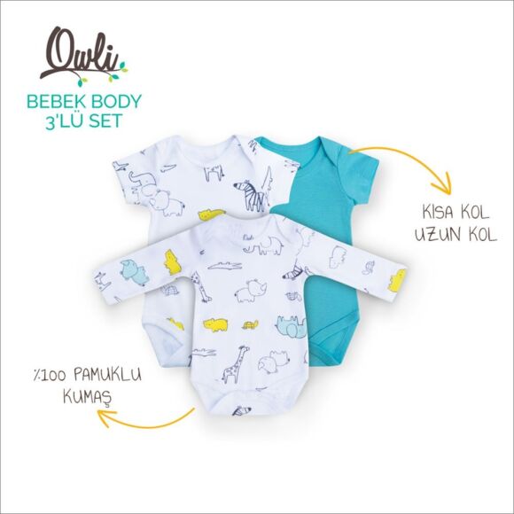 Owli Bebek Body Kısa Kol Zoo Zoo - 2