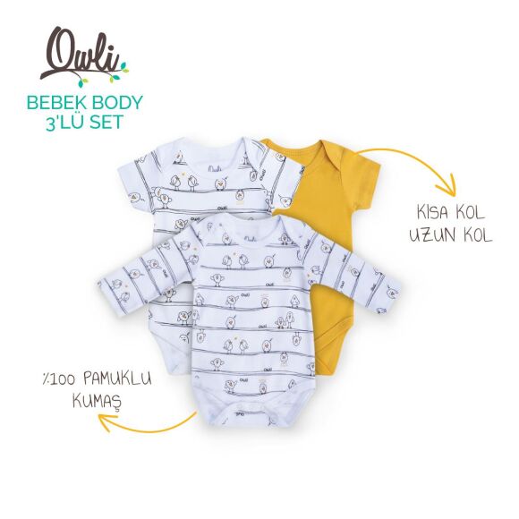 Owli Bebek Body Uzun Kol Early Birds - 2