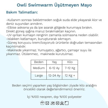 Owli Swimwarm Üşütmeyen Bebek Mayosu Neon Sarı - Siyah - 7