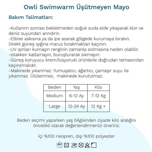 Owli Swimwarm Üşütmeyen Bebek Mayosu Neon Sarı - Siyah - 7